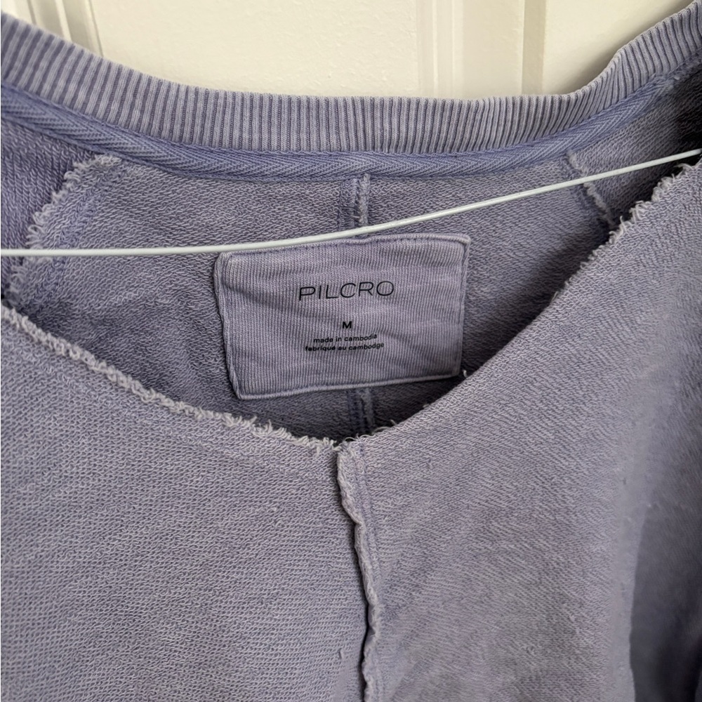 Anthropologie Pilcro Reworked Popover Sweater Lavender Women’s Medium Cotton - Picture 5 of 9